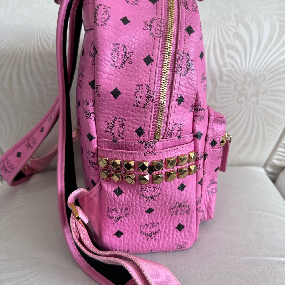 MCM Pink Backpack with Gold Accents - Picture 5 of 9